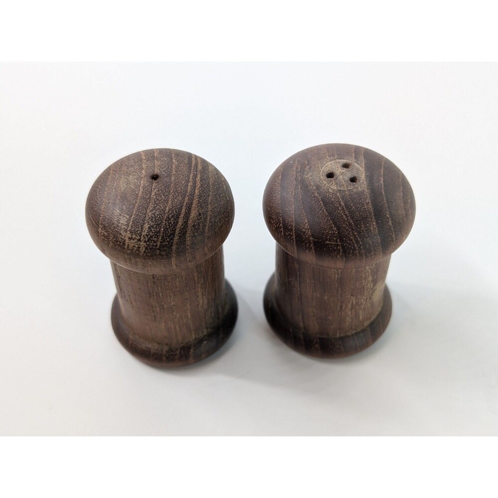 Vintage MCM Teak Wood Salt and Pepper Shakers With Rubber Stoppers